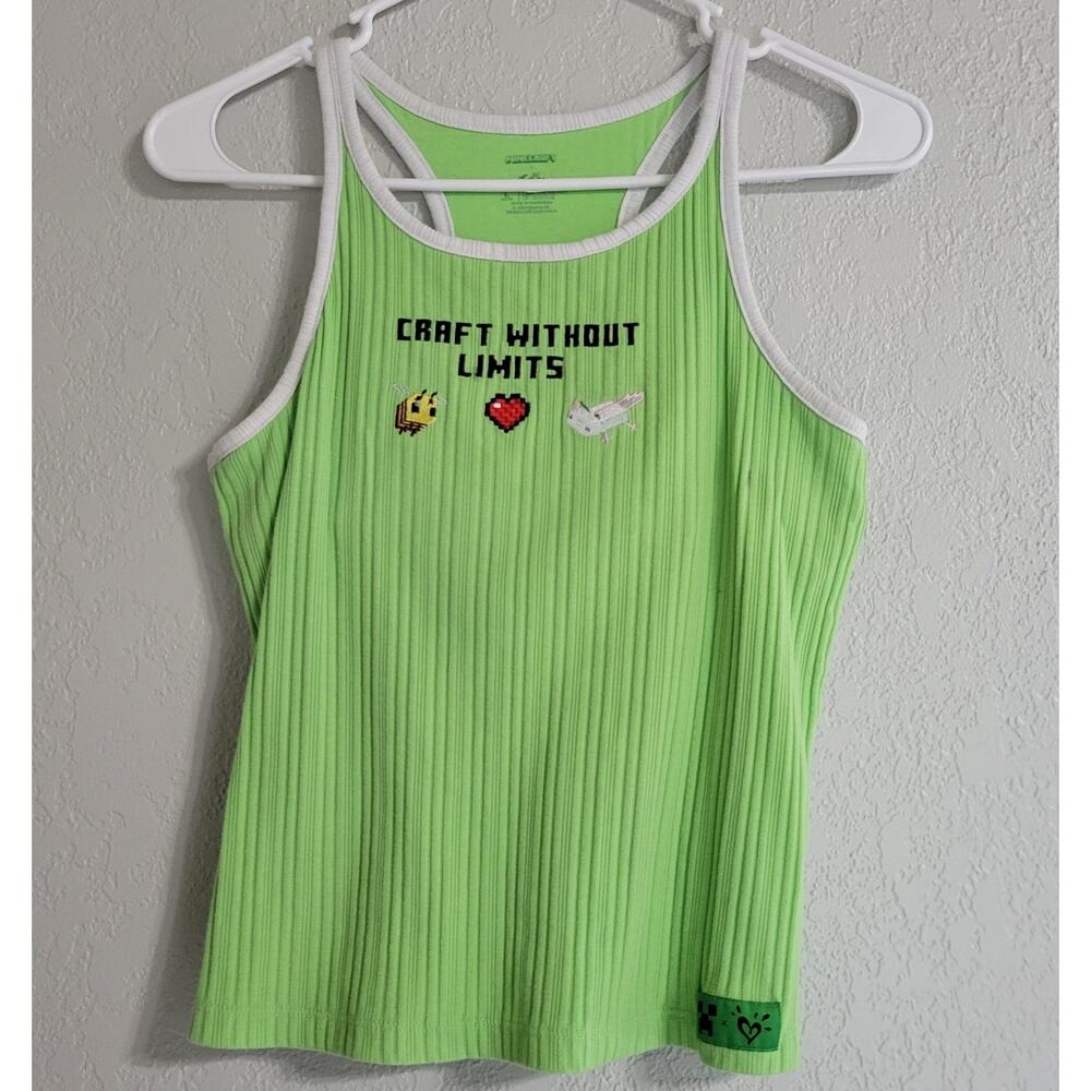 2 Piece Justice Minecraft Outfit- Bra Top Tank (12/14) and Denim Shorts (16)